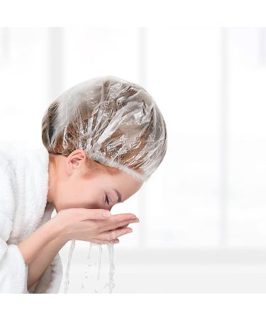 Yafeco 100 Pcs Disposable Shower Caps - Large Waterproof Clear Hair Treatment Caps for Women, Kids, Girls - Ideal for Travel, Spa, and Home Use - 18.1 Inch - Buy Online on GoSupps.com
