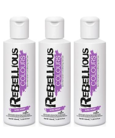 Rebellious Colour Semi Permanent Hair Dye Conditioning vegan cruelty free direct hair colour application 300ml (Ultra-Violet)
