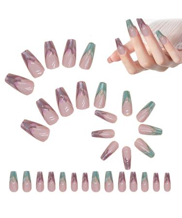 Mxshc Press on Nails for Women | Colorful Irregular False Nails | Portable Women Press on Nails User Friendly Fake Nails for Dates Birthday Parties