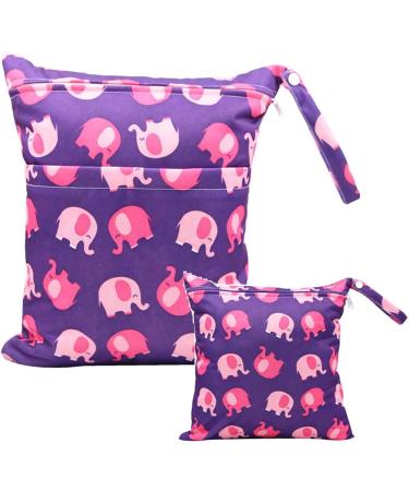 Egurs Elephant Purple Diaper Bag Wetbag Set - Large & Medium for On-the-Go Parents | International Shipping - Buy Online on GoSupps.com