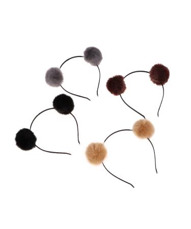 4pcs Cat Ears Pompom Headband for Girls in + Grey + Black + Camel Hair Colors