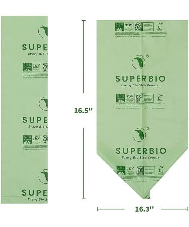 Superbio 2.6 Gallon Compostable Flat Top Garbage Bags - 100 Count | Small Trash Bags | BPI Certified | ASTM D6400 Standards - Buy Online on GoSupps.com