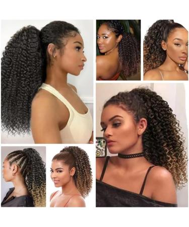Colorfulpanda Afro Kinky Curly Ponytail 14inch - Black/Auburn Synthetic Hair Extension for Black Women - Buy Online on GoSupps.com