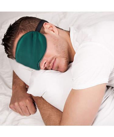 NUFR Sleep Mask Night Cover Eye Sleeping Silk Satin Masks for Women Men, Blindfold for Airplane Travel Adjustable Strap (Green)