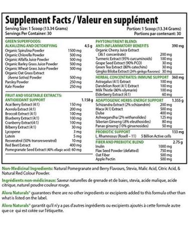 Alora Naturals - True Greens Superfood Powder with Fruit Punch Falvour 400g - Green Blend Superfood Supplement to Energy Boost Detoxify & Cleanse The Body - Helps Improve Athletic Performance - Buy Online on GoSupps.com