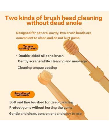 Qosneoun Centric Dog Toothbrush - 360 Dual Head Soft Silicone Pet Toothbrush with Tongue Scraper | Durable & Gentle for Dogs - Buy Online on GoSupps.com