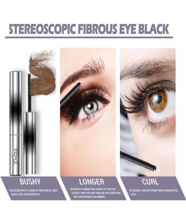 Hairless Ultra Fine Metal Mascara Waterproof Sweatproof Curling Mascara Doll Mascara Long Lasting Natural (Brown) - Buy Online on GoSupps.com