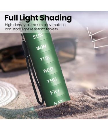 Bamboo Pill Organizer: Portable Waterproof 7-Day Medicine Box | BPA Free Vitamin Fish Oil & Supplement Holder - Green - Buy Online on GoSupps.com