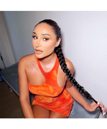 SEIKEA 34 Inch Long Braid Ponytail Extension - Soft Synthetic Hairpiece Wrap-Around Braid in Black Brown - 1PCS 180g for Natural Look - Buy Online on GoSupps.com
