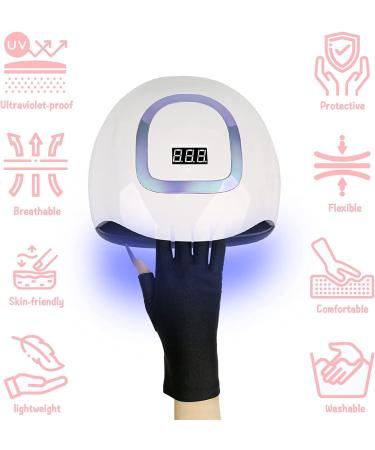 UV Protection Gel Nail Gloves - 1 Pair Anti-UV Fingerless Moisturising Gloves for Nail Art & Skin Care | Touchscreen Half Finger Gloves for SPA & UV Protection - Buy Online on GoSupps.com
