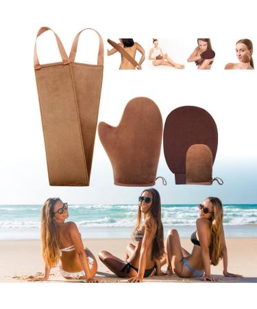 Self Tanning Mitt Applicator Kit - 4 Piece Set with Glove Exfoliating Mitt Mini Face Applicator & Back Lotion Applicator - Perfect for a Flawless Tan - Buy Online on GoSupps.com