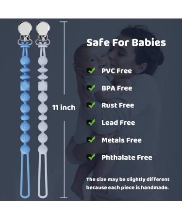 Silicone Pacifier Clips Set for Baby Boys and Girls - Ocean View/Silver Gray (2 Pack) - Buy Online on GoSupps.com