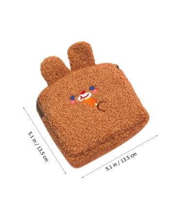 SOLUSTRE 2pcs Plush Coin Purse and Makeup Bag Set | Tampon & Pad Holder | Cute Light Brown Cosmetic Storage Pouch - Buy Online on GoSupps.com