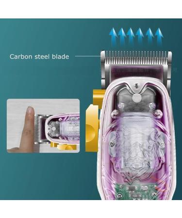 Professional USB Rechargeable Hair Clippers Set | Transparent Hair Trimmer for Men - LCD Display Yellow - Buy Online on GoSupps.com