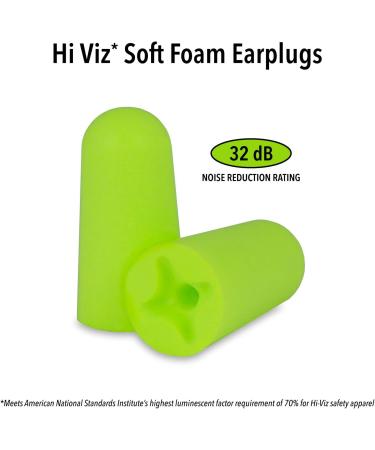 Hi Viz Soft Foam Earplugs - 50 Pair, Most Visible Color, 32dB High NRR - Ideal for Shop Work, Industrial Use, Motor Sports & Shooting - Buy Online on GoSupps.com
