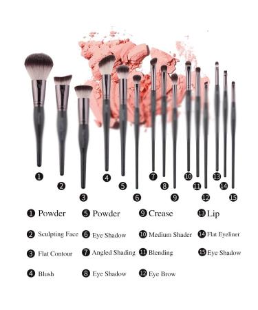 Black Makeup Brush Set - Eyebrow Mascara & Foundation Brushes | Premium Synthetic Makeup Tools for Flawless Application - Buy Online on GoSupps.com