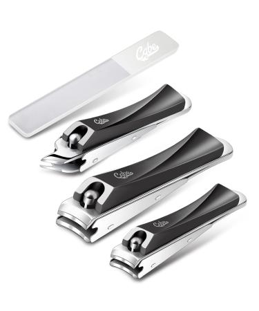 CGBE Nail Clippers Set, Ultra Sharp Fingernail and Toenail Clipper, Stainless Steel 4 pcs Nail Clippers Kit with Catcher for Men and Women 4 pieces