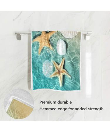 Wamika Beach Summer Hand Towels - Seashells Starfish Design for Bath & Kitchen Decor - Soft Thin Guest Towel - 16 X 30 in - Buy Online on GoSupps.com