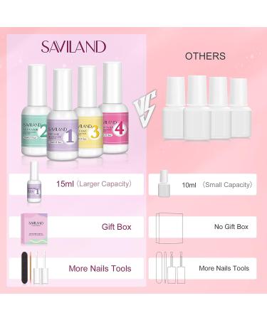 Saviland Dip Powder Liquid Set - 4+4 pcs French Manicure Starter Kit for Salon & DIY Use - Buy Online on GoSupps.com