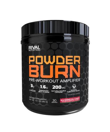 Rivalus Powder Burn - Watermelon Candy, 0.8 Pound - Intense Pre-Workout Energy, Zero Banned Substances, Made in USA.