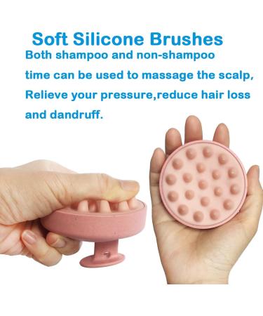 Hair Shampoo Brush & Scalp Massager - Soft Silicone Bristles for Wet & Dry Use Promotes Hair Growth - Pink - Buy Online on GoSupps.com