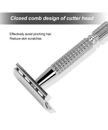 Double Edge Razor with Long Stainless Steel Handle - Nostalgic Shaver for Salon & Home Use | International Shipping Available - Buy Online on GoSupps.com