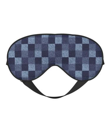 Blue Gingham Buffalo Check Print Sleep Eye Mask Blindfold with Elastic Strap Headband Soft Eye Cover Eyeshade for Night Sleeping Travel