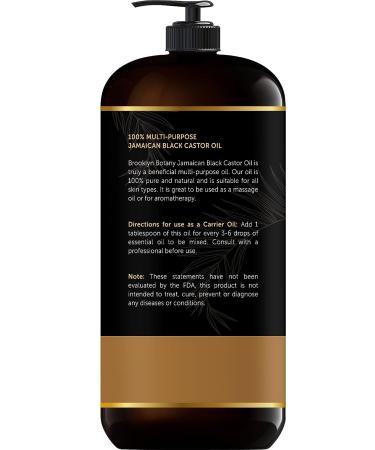 Brooklyn Botany 100% Pure Jamaican Black Castor Oil - Body & Hair Oil for Aromatherapy - 28 fl Oz - Buy Online on GoSupps.com