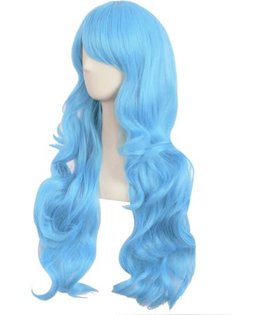 MapofBeauty 28 Charming Women Side Bangs Long Curly Synthetic Wig - Sky Blue - Buy Online on GoSupps.com