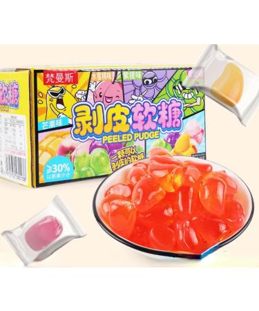 Fruit flavor can peel soft candy (200g/box) 50% fruit juice content wedding candies soft candy mango peach green soft candy Chinese candy snack gifts (4 flavors 3 boxes) 4 flavors 3 boxes