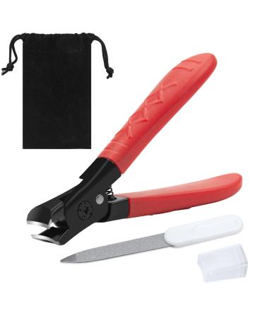 Nail Clippers for Thick Nails Toenail Clippers for Thick Nails Wide Jaw Nail Clippers with Metal Nail File and Bag Heavy Duty Toe Nail Clippers for Men and Women (Red)