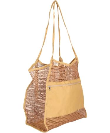 Qcwwy Mesh Beach Bag - Oxford Fabric Mesh Shoulder Bag for Pool | Stylish & Durable Khaki Beach Tote - Buy Online on GoSupps.com