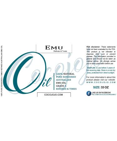 100% Pure Natural Emu Oil 32 oz - Therapeutic Grade A for Hair, Skin, Body | 6X Refined - Buy Online on GoSupps.com