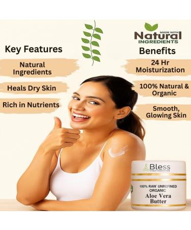 Beurre d'aloe vera brut organique 100 % pur naturel et non raffin | Hydratant pour la peau pour le visage le corps et les cheveux | 4 oz / 115 g de GM Ivoire/White Grade A | cr mes baumes lotions - Buy Online on GoSupps.com
