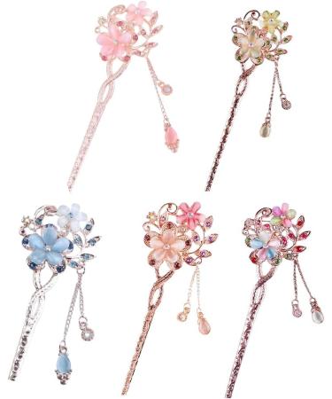 Chinese Hair Stick Metal Vintage Hair Sticks with Tassel Elegant Shiny Rhinestone Hair Accessories Hair Styling Accessories Chinese Style Hair Sticks for Decorative Hair Solid Hairstyle for Women - Buy Online on GoSupps.com