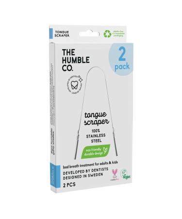 The Humble Co. Tongue Scraper   100% Stainless Steel Tongue Cleaner  For Superior Oral Care  Dental Hygiene and Tongue Cleaning  Helps Eliminate Bad Breath  BPA Free (2pk)
