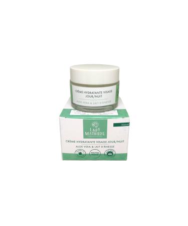 Lady Mathilde - Moisturizing Face Cream - Day/Night - Aloe Vera & Donkey Milk - natural ingredients - All Skin Types, Even Sensitive - Natural Red Fruit Scent - Made in France - 50 ml Jar