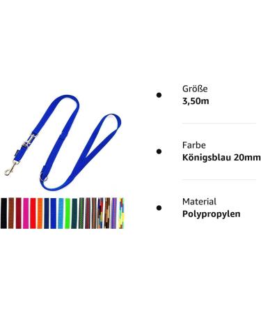 Royal Blue Dog Linen Leash - Double-Sided Adjustable 3.50m for Large Dogs (20mm) | International Shipping Available - Buy Online on GoSupps.com