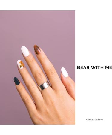 NAILOG Semi Cured Gel Nail Strips 34 pcs Salon-Quality Gel Nail Stickers Long Lasting Nail Wraps for Women with Soft Gel Finish Animal Print Bear with Me - Buy Online on GoSupps.com