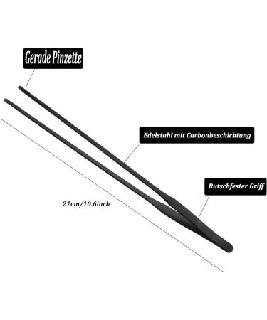 Wzong Pack of 2 Aquarium Tweezers Extra Long Stainless Steel Straight and Curved Tweezers Long Feeding Tongs for Aquascape Tools for Aquarium Systems 10.6 Inches (27 cm) Black - Buy Online on GoSupps.com