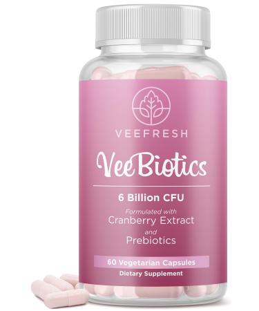 VeeFresh VeeBiotics Cranberry Probiotics for Women - 60 Capsules Women's Probiotics with Prebiotics & Cranberry Extract for pH Balance & Odor Control Promotes Healthy Vaginal Flora & Overall Wellness