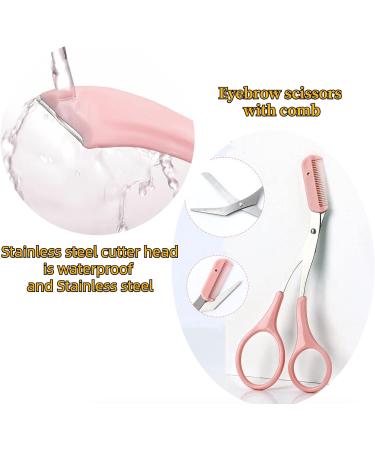 6 Piece Stainless Steel Eyebrow Trimmer & Scissors Set - Pink Makeup Tool for Men & Women - Perfect Eyelash & Hair Grooming - Buy Online on GoSupps.com