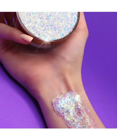 7DAYS Sparkling Glitter Gel for Face Body Hair | Chunky Shimmering Paint for Party Festival Halloween Makeup | Quick Drying Glitter Gel with Mermaid Sequins | POSH 50g - Buy Online on GoSupps.com