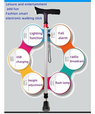 Canes Elderly Crutches - Cane Seniors Smart Crutches 5 Colors Lti-Function Retractable Walking Stick Adjustment Range 71.5Cm-89.5Cm - Buy Online on GoSupps.com