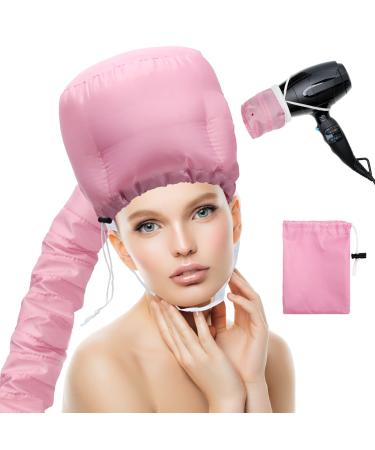 Hair Dryer Bonnet Attachment Adjustable Bonnet Hood Hair Dryer Hat for Hand Held Hair Dryer Hooded Hair Dryer Cap with Stretchable Grip and Extended Hose Length for Hair Care (Pink)