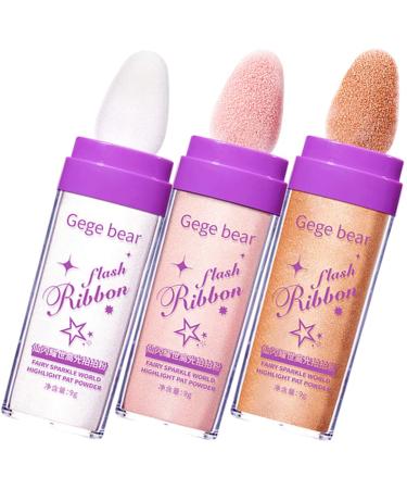 FOMIYES 3pcs Highlight Pat Powder Glitter Highlighter Face Powder Compact Body Glitter for Girl Flash Makeup