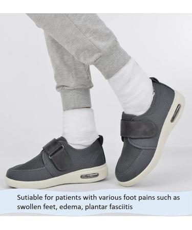ZGDG Men's Diabetic Shoes | Wide Width Adjustable Strap for Swollen Feet & Pain Relief | Non-Slip Orthopedic Tennis Shoes for Elderly | 11.5 Wide Grey - Buy Online on GoSupps.com