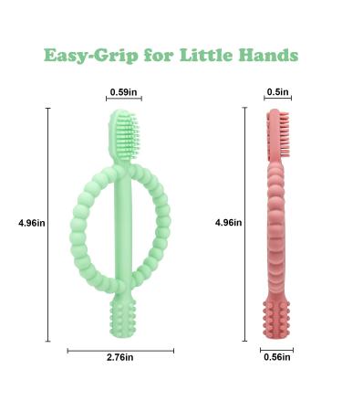 Buy BPA-Free Baby Biting Toys - 2 Pack Silicone Teething Rings for Kids Gum Massage - Bright Green & Caramel - Buy Online on GoSupps.com