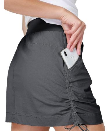 CAMEL CROWN Women's Casual Skort Skirt - Tummy Control, UV Protection, Quick Dry, Pockets - Grey, Medium Short - Buy Online on GoSupps.com