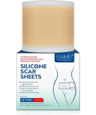 Silicone Scar Sheets(1.6"x115"-2.9M) Medical Grade Silicone Scar Tape Silicone Strips for Scar Healing Painless Scar Removal Tape for All Surgical Incisions C-Section Burn Keloid Acne 1.6"x115"-2.9M 1.6"x115"-2.9m - Buy Online on GoSupps.com